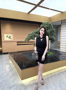 夏季新款白色雪纺拼缎面连衣裙女小众气质高级感裙子