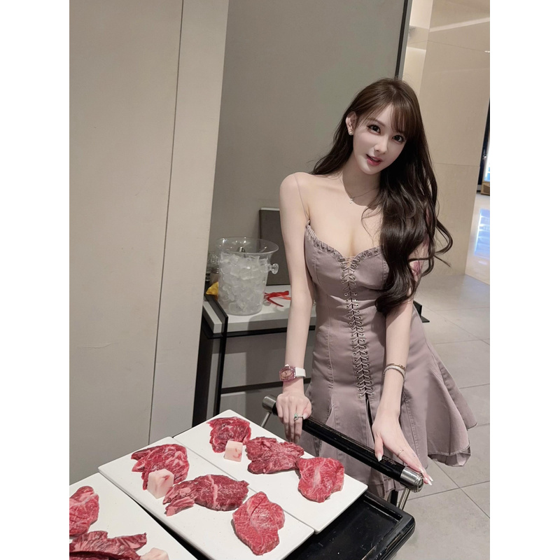 花三三同款*ludo牛仔*心形收腰蓬蓬连衣裙