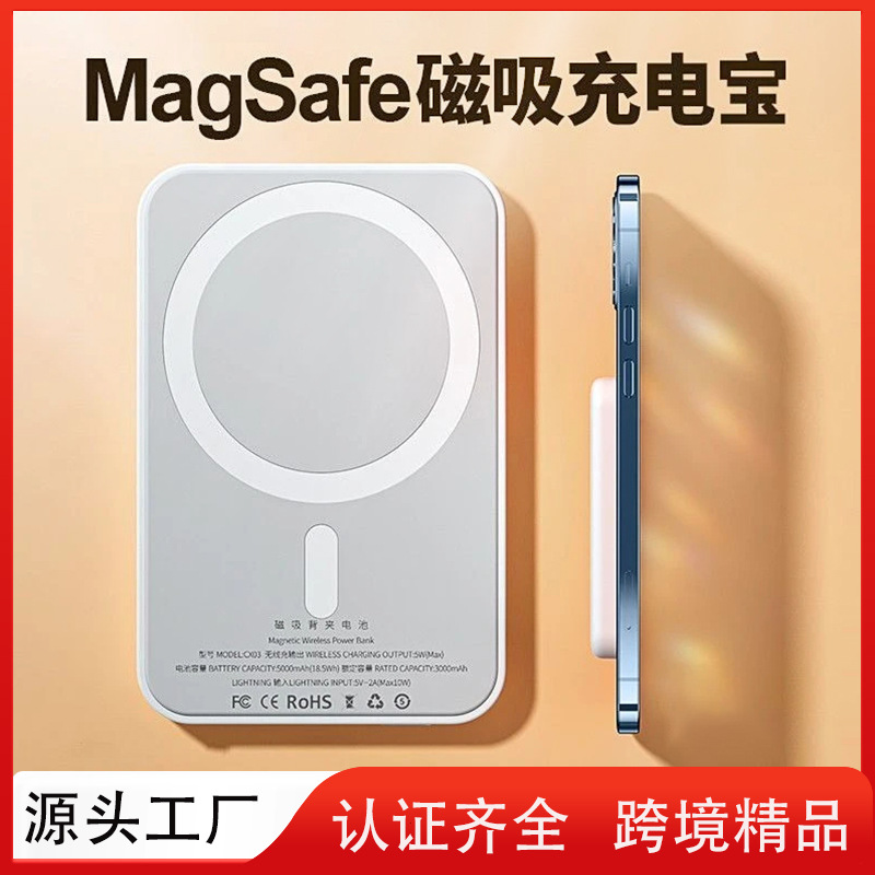 跨境新款磁吸充电宝MagSafe无线超薄快充20W户外移动电源适用苹果
