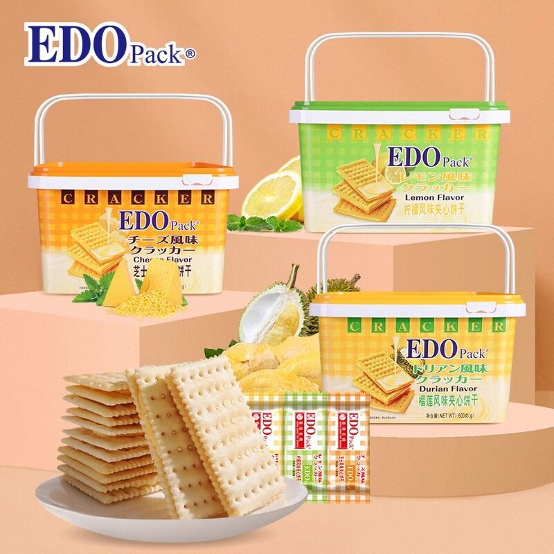 宝宝香港名牌edo pack夹心饼干柠檬芝士味年货礼盒装休闲零食整箱