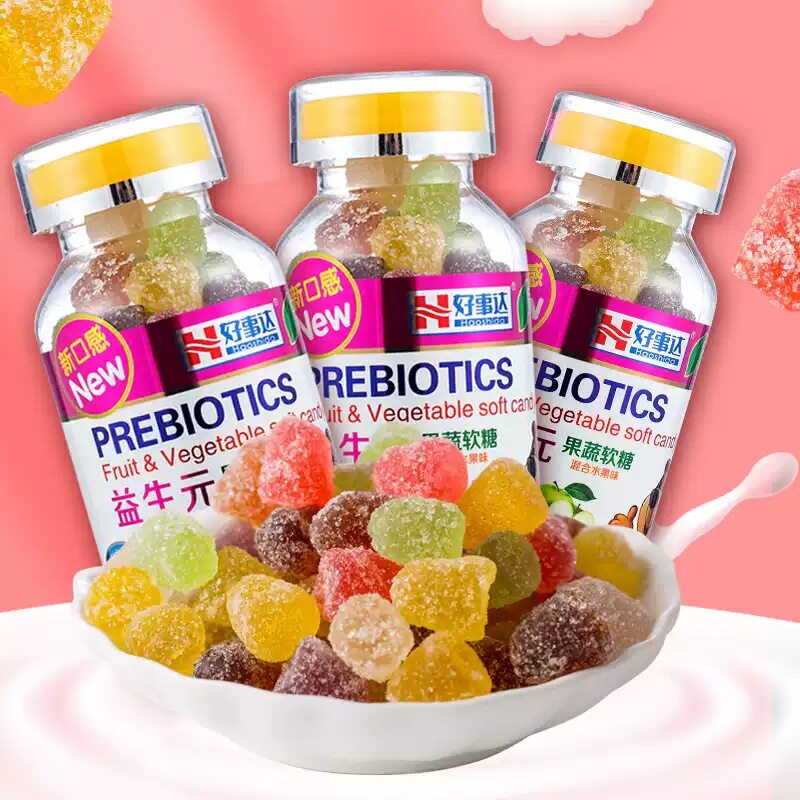 儿童零食复合果蔬软糖小朋友糖果益生元DHA+钙维生素鱼油维生素C