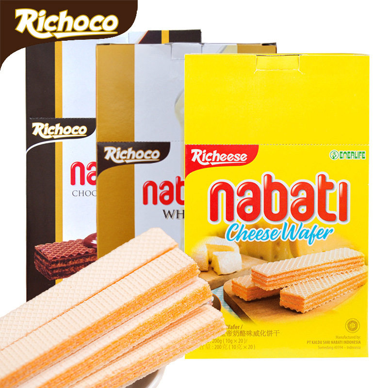 宝宝印尼进口丽芝士nabati纳宝帝草莓奶酪威化饼干200g休闲零食混