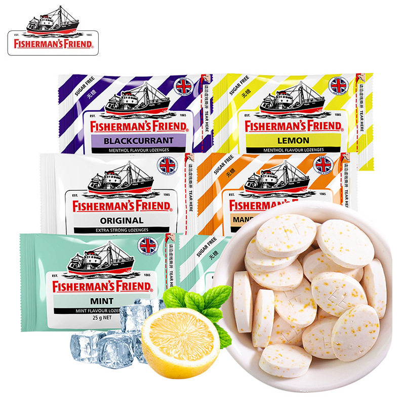 英国FishermansFriend渔夫之宝润喉糖特强薄荷柠檬清新25g拉链袋