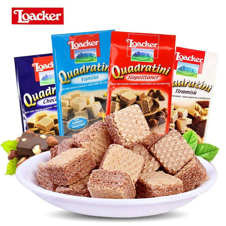 宝宝意大利进口Loacker莱家威化饼干榛子夹心网红小吃零食多口味1