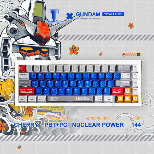 泰坦国度高达V2键帽核动力高度原厂侧透白蓝热升华机械键盘磁轴PC
