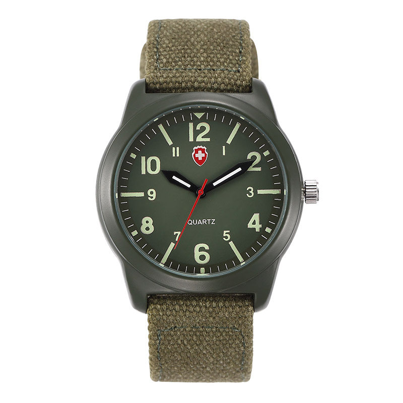 thumbnail for Dual Calendar Display, Luminous Outdoor Sports Retro Military Watch, Canvas Strap Type, Men's and Women's Student Watch, Couple's Watch