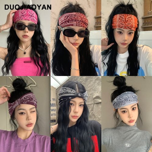 新款运动发带佩斯利印花束发带网红时尚宽边汗透气运动瑜伽发带女