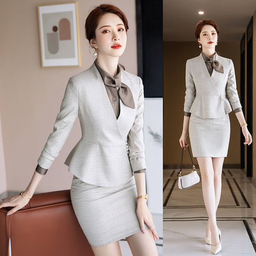 正装套装女上班族时尚气质小西装职场通勤工作服珠宝店美容院秋装