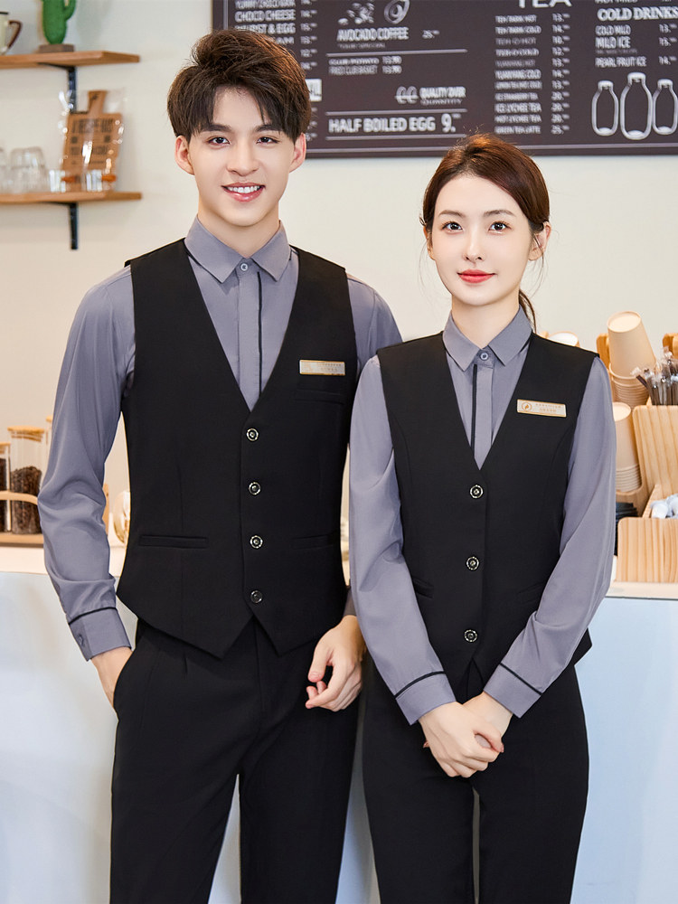 职业马甲套装男女酒店服务员工作服饭店餐厅餐饮超市KTV酒吧工装