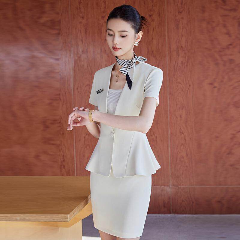 职业套装女夏季薄款小个子修身珠宝店西装套裙轻医美美容院工作服