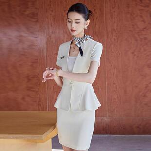 职业套装女夏季薄款小个子修身珠宝店西装套裙轻医美美容院工作服