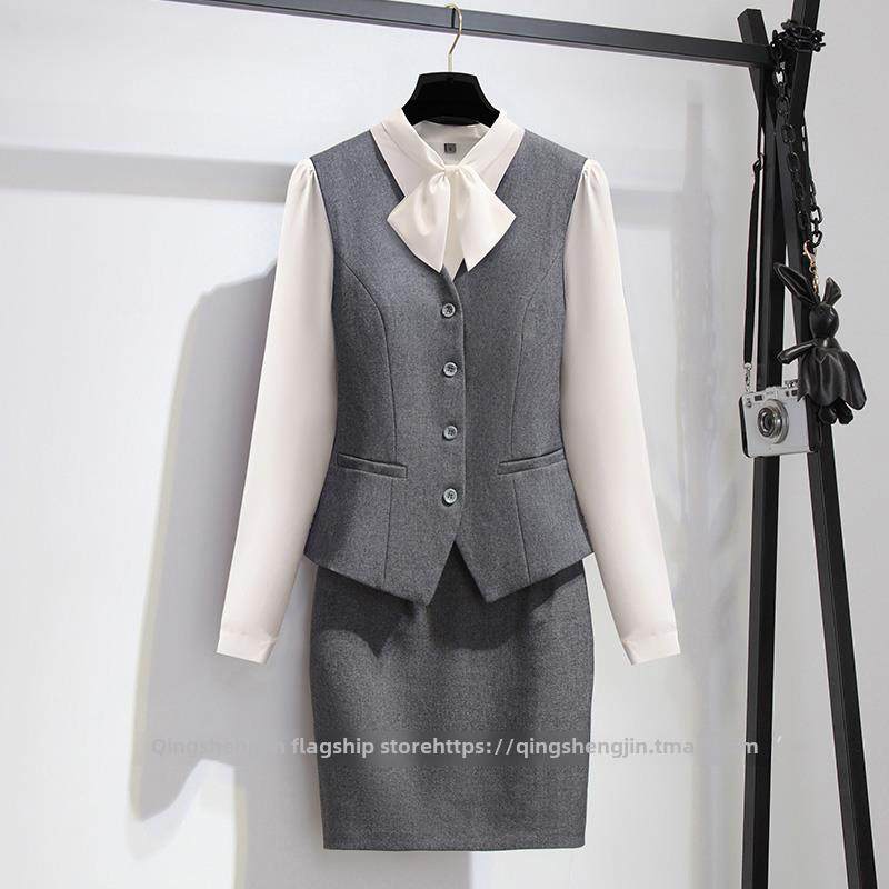 美容院工作服女秋高端酒店前台接待职业套装时尚餐厅服务员工作装