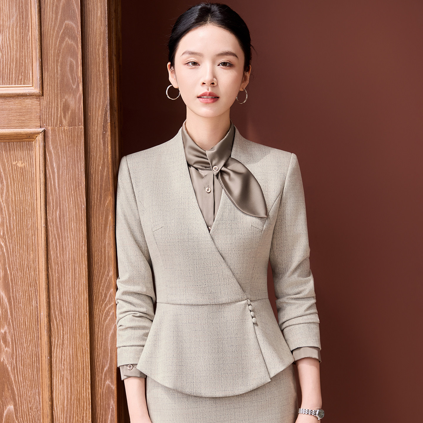 职业西装套装女秋冬气质酒店前台接待工装珠宝店美容院工作服高端