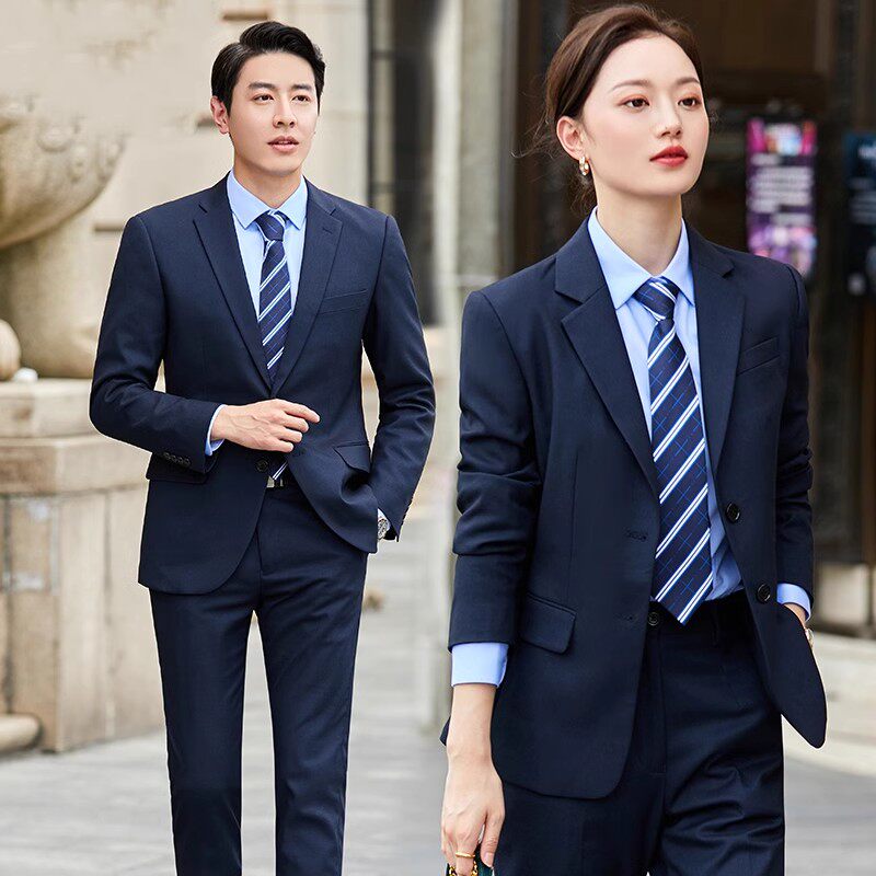 高端免烫职业西装套装男女同款商务行政工装公司企业定制西服正装