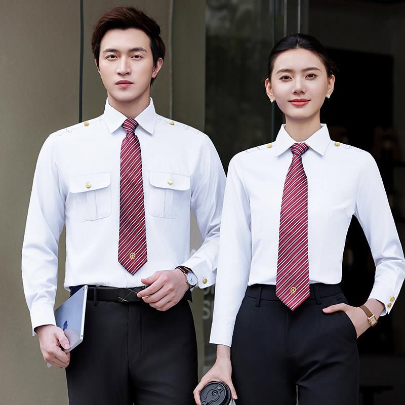 高铁动车组乘务员男女新款铁路学校白色长袖衬衣工作服新式路服