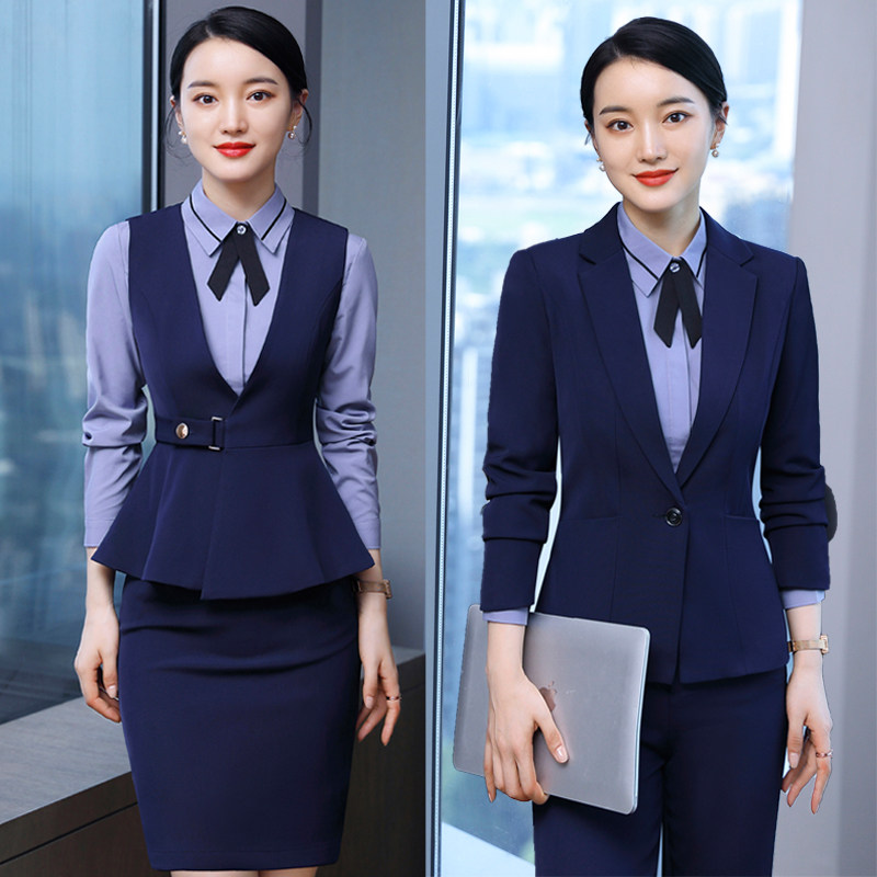 职业马甲套装时尚气质酒店前台服务员工装正装西装美容师工作服女