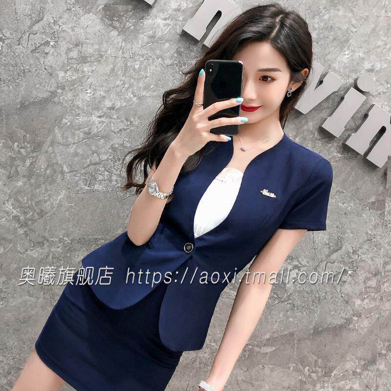 职业装女西装套裙高端职业套装美容师工作服女夏季酒店前台工作装