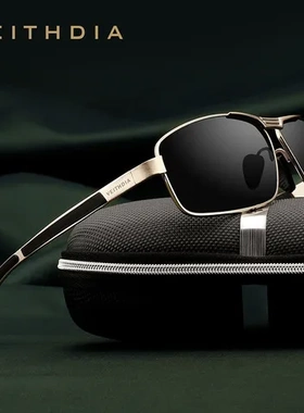 防滑镜腿VEITHDIA防紫外线偏光墨镜太阳镜2490金色男士现货方框