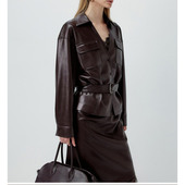 皮衣外套女2025秋冬新款 夹克外套 高级感翻领气质PU皮收腰显瘦时尚