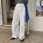 2025春夏宽松阔腿直筒裤 一三良品小个子 裤 女休闲裤 白色美式 工装
