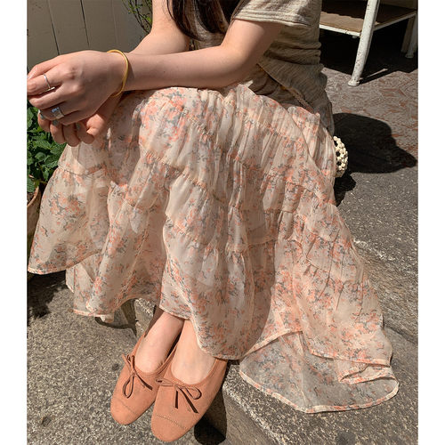 小个子温柔梦幻印花碎花半身裙女