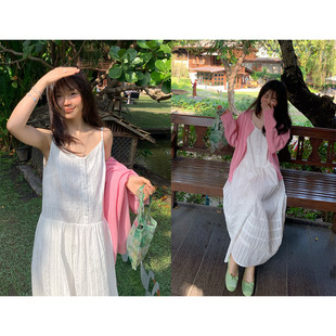 一三良品小个子 温柔白月光～叠穿也好看白色棉质吊带裙连衣裙春