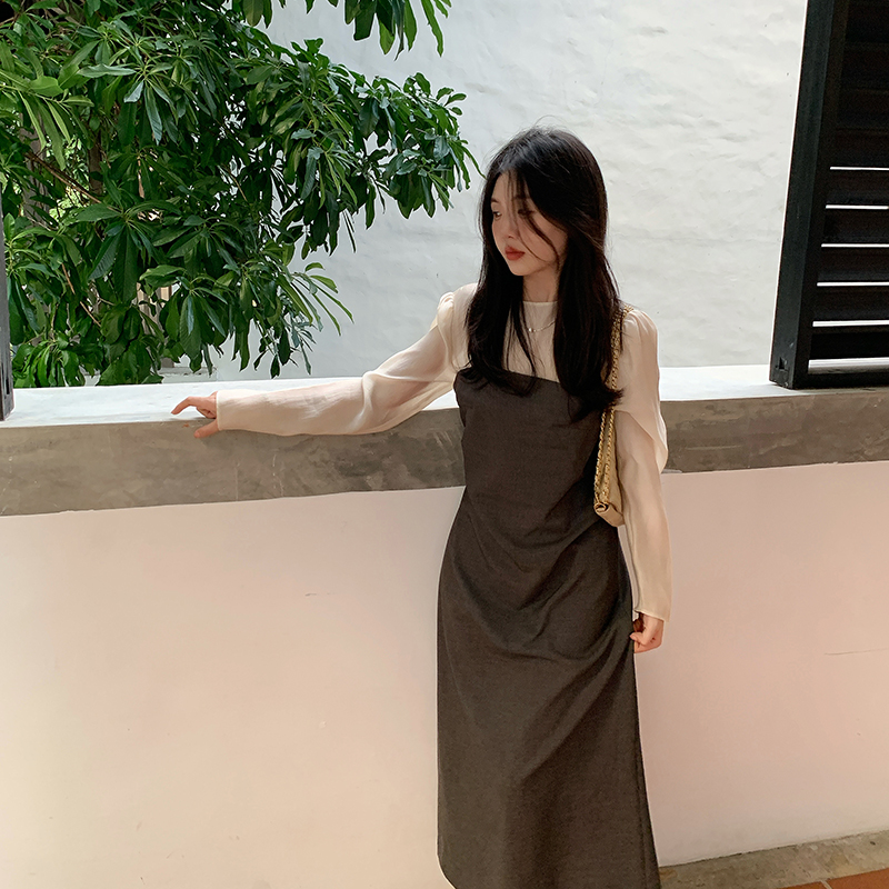 一三良品小个子 律政俏佳人 气质通勤假两件收腰西装长袖连衣裙女