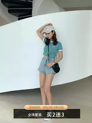 13 Good product small man wear high waist short slim T-shirt women short sleeve round neck color top 2019 new summer