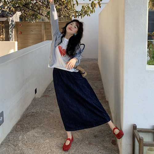 小个子牛仔半身裙花苞裙长裙子女