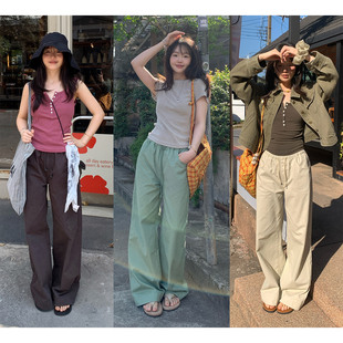 女2026春季 一三良品小个子 直筒裤 百搭棉质松紧腰低腰休闲裤 韩版