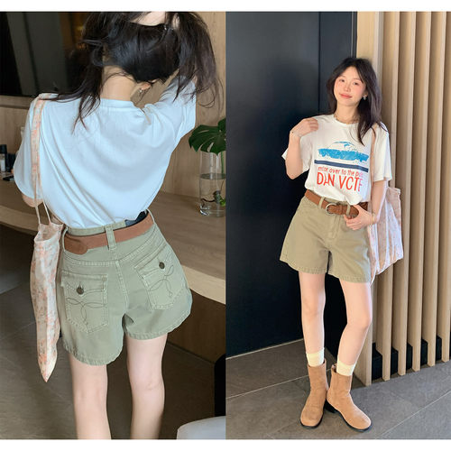 巨百搭牛仔短裤女夏热裤阔腿裤