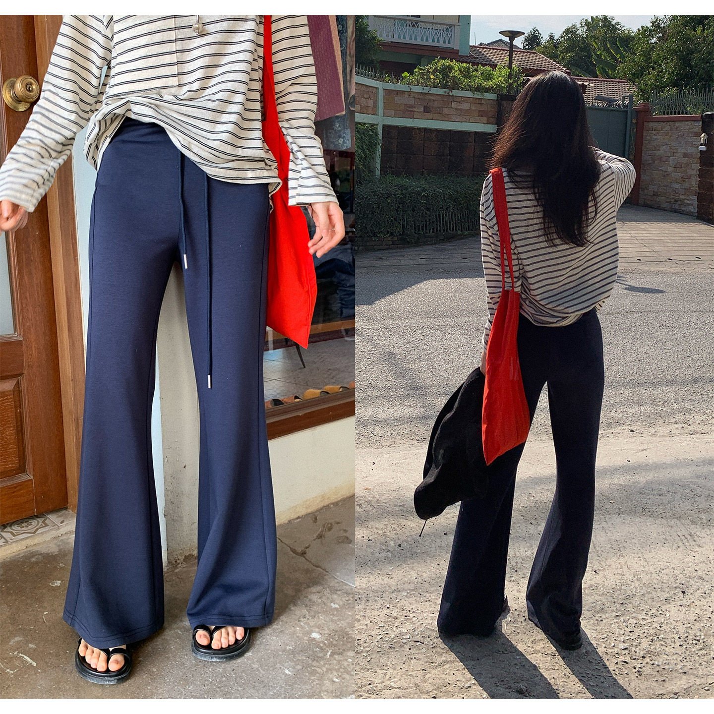 一三良品小个子 修身显瘦弹力抽绳微喇裤卫裤瑜伽裤女休闲裤春夏