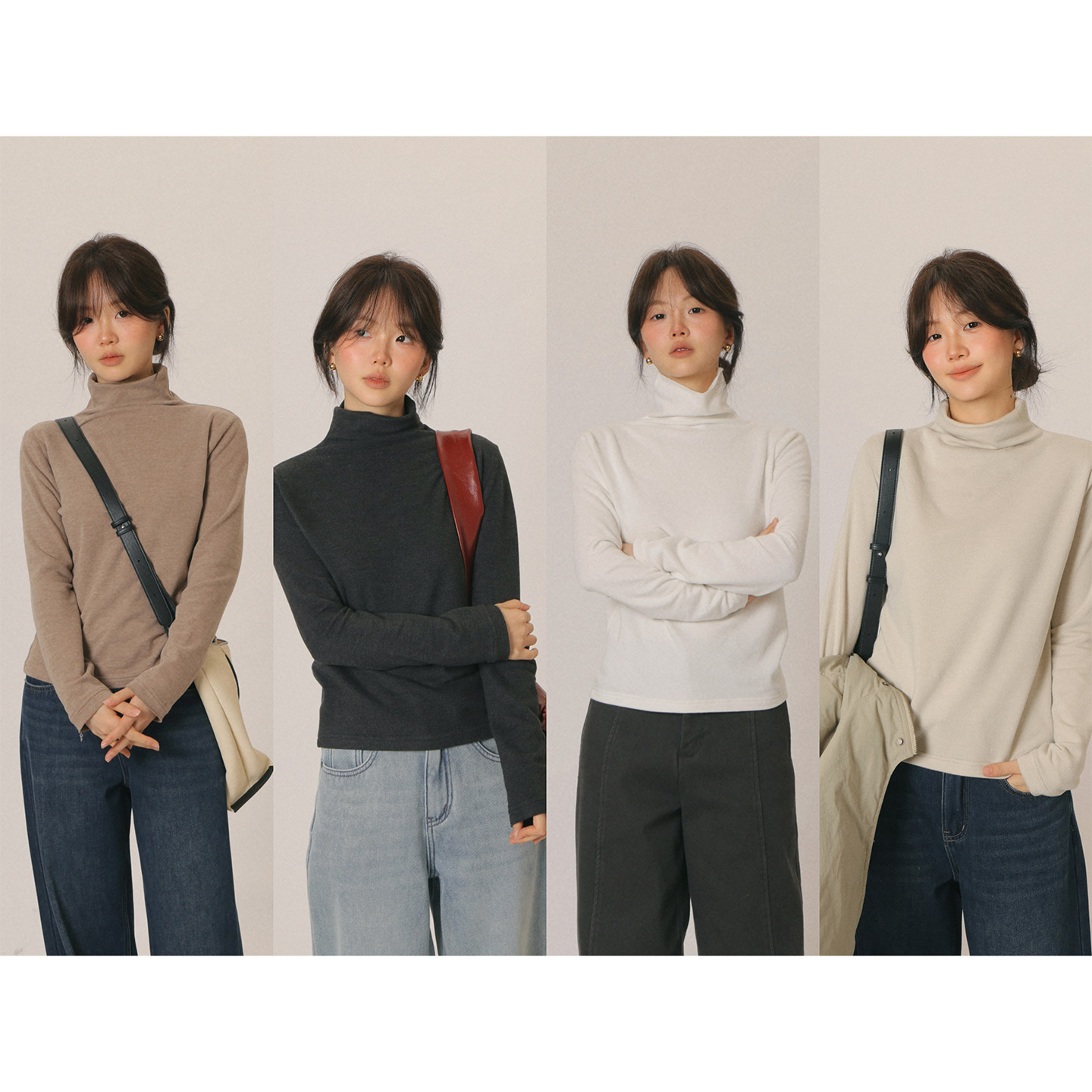 加厚百搭堆堆领半高领打底T恤女