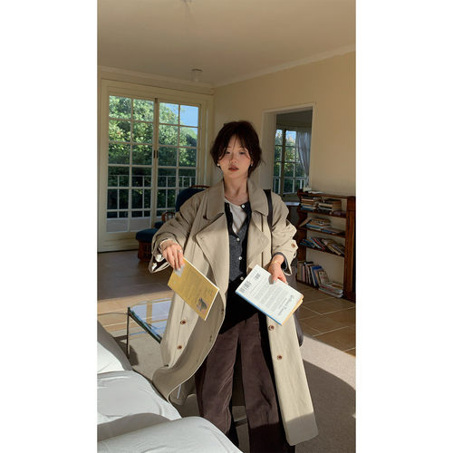 韩版宽松通勤休闲长款风衣外套女