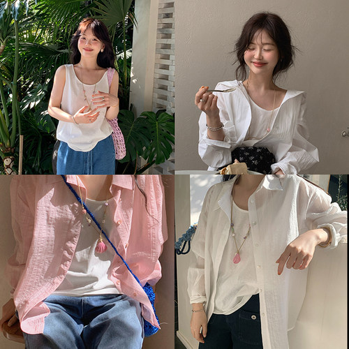 松弛感U领宽松背心女夏外穿打底