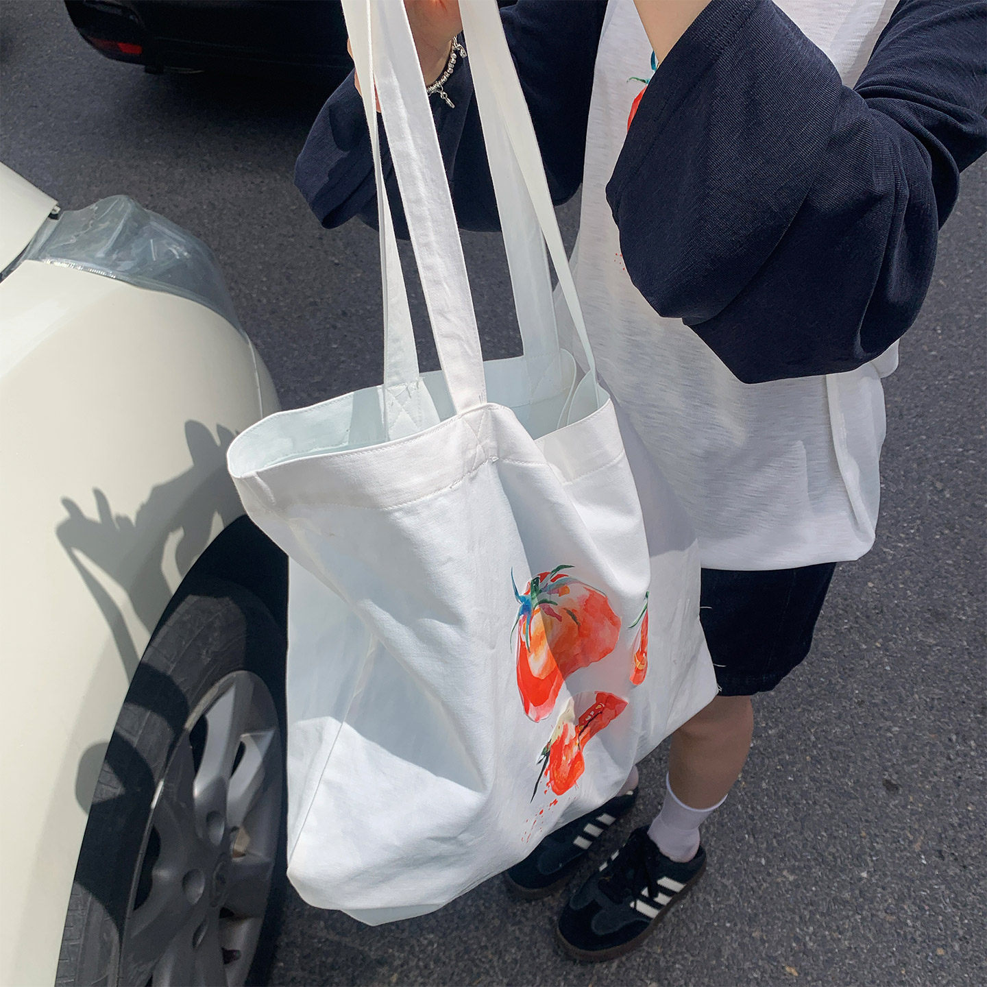 一三良品小个子 大番茄～慵懒松弛感白色大容量单肩包帆布袋,箱包皮具/热销女包/男包,时尚帆布包,淘宝优惠券,粉丝福利购,淘宝优惠卷