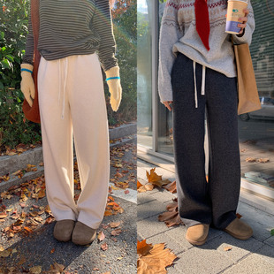 拖地卫裤 一三良品小个子瘦瘦裤 直筒裤 阔腿裤 女冬 500g加绒加厚窄版