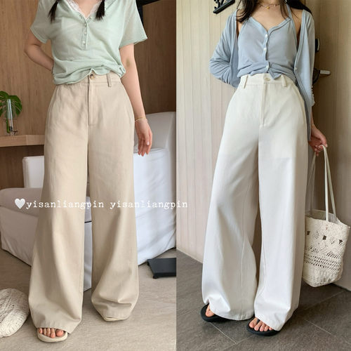 天丝棉休闲长裤直筒阔腿裤女夏