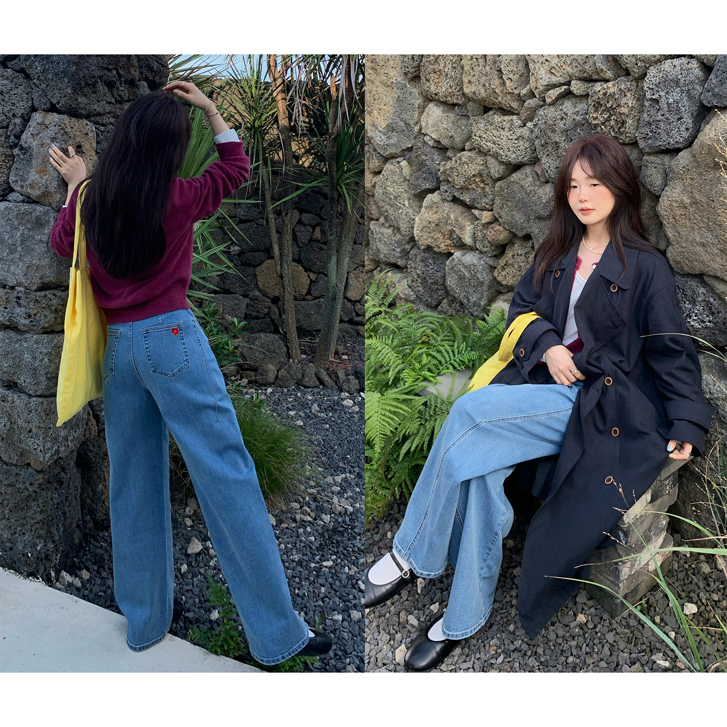 韩百搭刺绣直筒牛仔裤长裤女秋