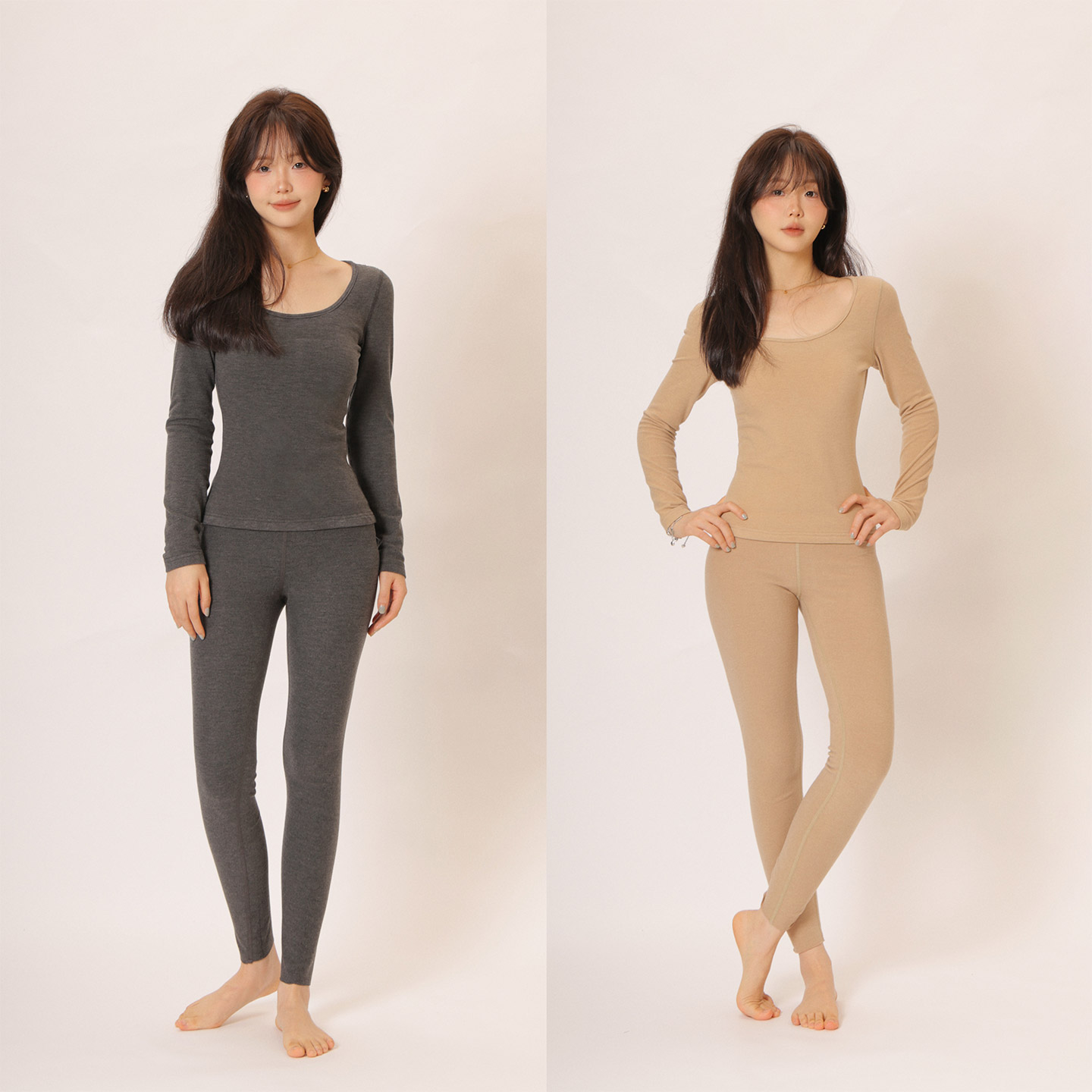 加厚打底德绒无痕保暖衣两件套装