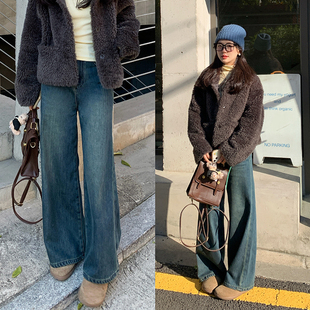一三良品小个子 本期王炸版型绝抓绒复古牛仔裤阔腿裤拖地裤女冬
