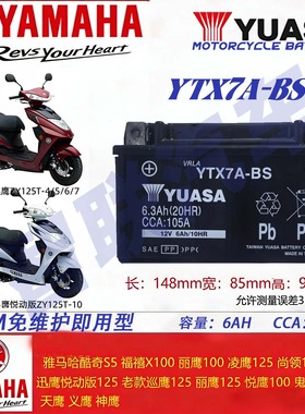 适配雅马哈迅鹰125 ZY125T-8/9踏板摩托车电瓶12V7A通用蓄电池