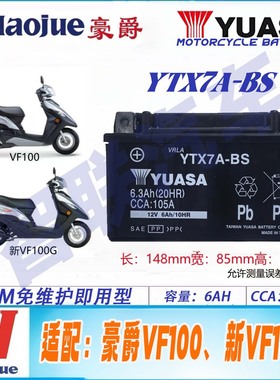 适用豪爵VF100 新VF100G HJ100T-8/C/D12V踏板摩托车原厂电瓶电池
