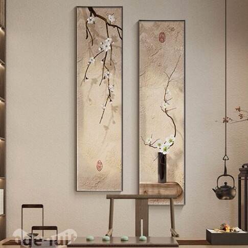 四联梅花茶室挂画新中式装饰画禅意背景墙布置高级感宋代美学壁画