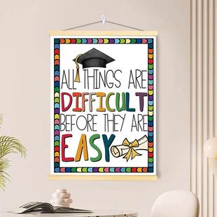 环创英语校园教室课堂装饰布置挂轴画growth mindset成长励志挂画