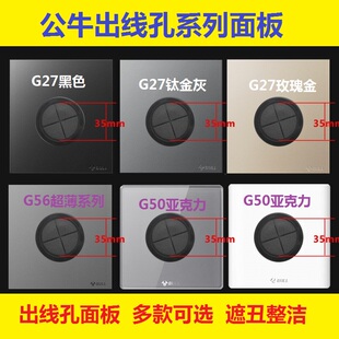 公牛G50/G53亚克力空白面板带出孔装饰遮挡盖板电视背景墙穿线G56