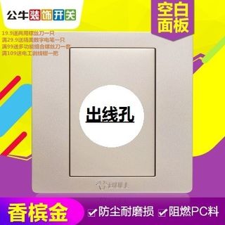 正品86公牛暗装香槟金圆孔穿线面板电视背景墙HDMI穿线出线孔盖板