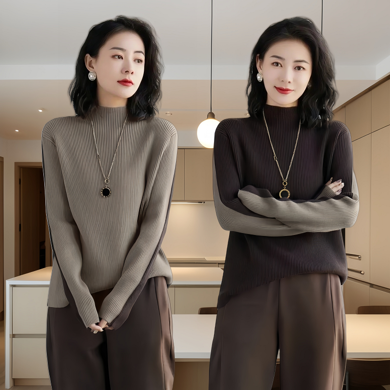 半高领毛衣宽松内搭打底衫女秋冬季长袖高级感羊毛衫软糯针织衫