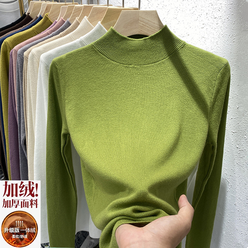 大码春装半高领打底衫女内搭