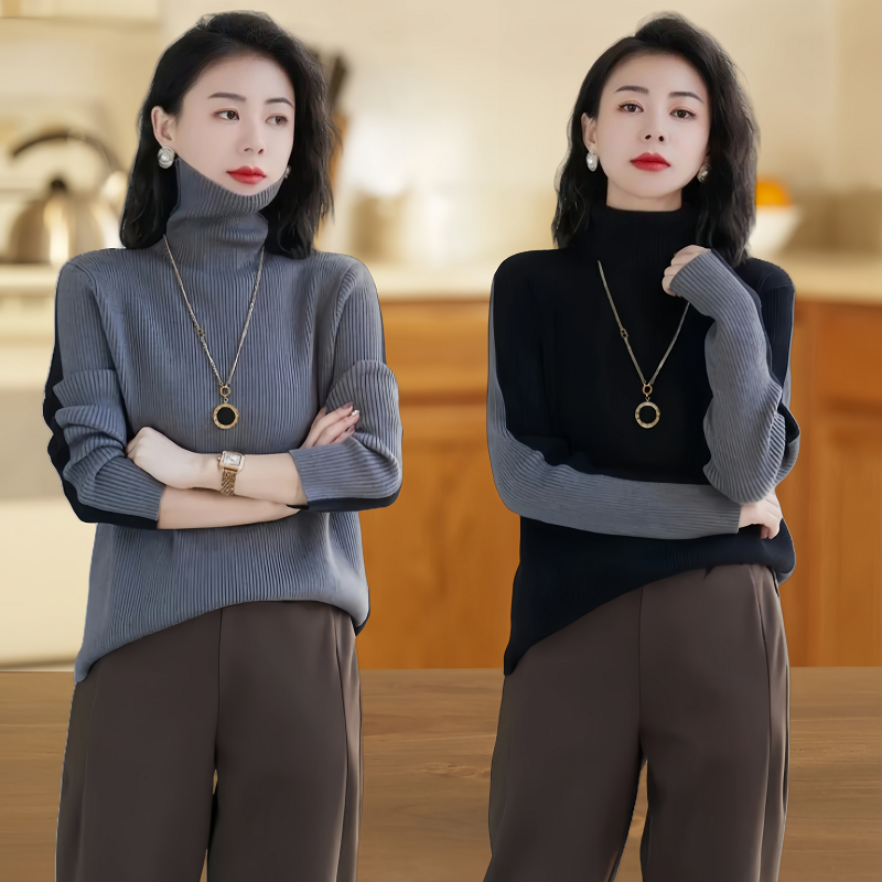 秋冬羊毛衫女半高领针织衫套头上衣大码新款长袖内搭软糯毛衣外穿